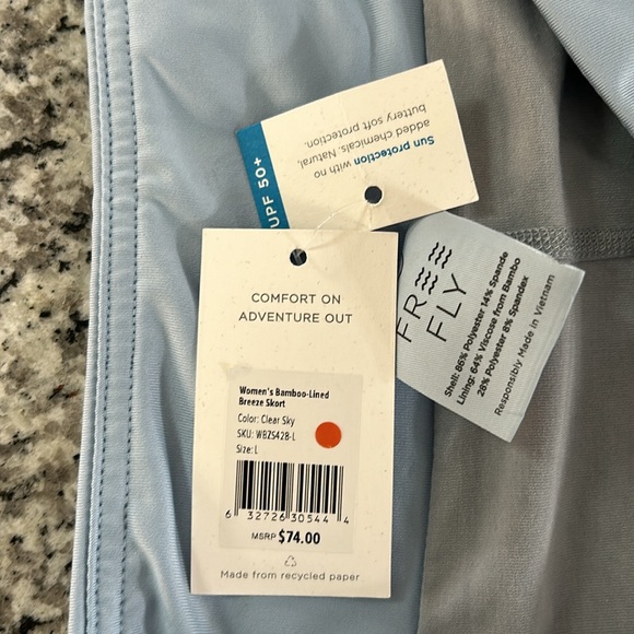 NWT Free Fly Women's Bamboo-Lined Breeze Skort Size Large color clear sky - Picture 8 of 9